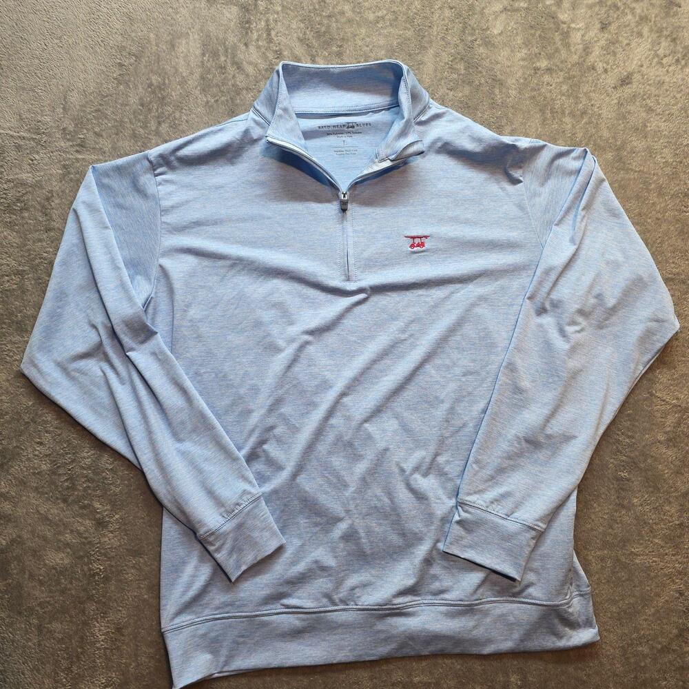 Bald Head Blues 1/4 Zip Shirt Mens L Blue Golf Pullover Long Sleeve Stretch